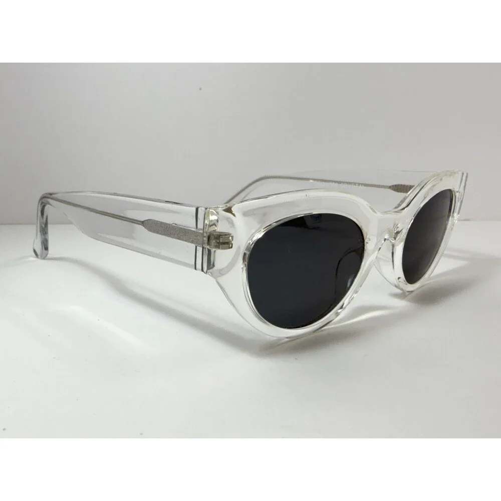 Valerie Spencer VS9457 Women's Cat Eye Sunglasses Clear Crystal Frame Grey Lens